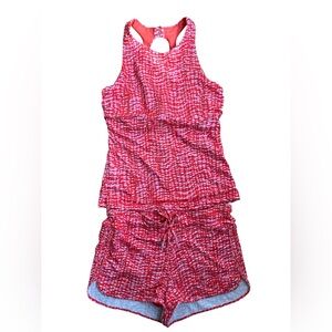 Athleta High Neck Maldives Tankini Swim Top 36D/DD & Bottom M